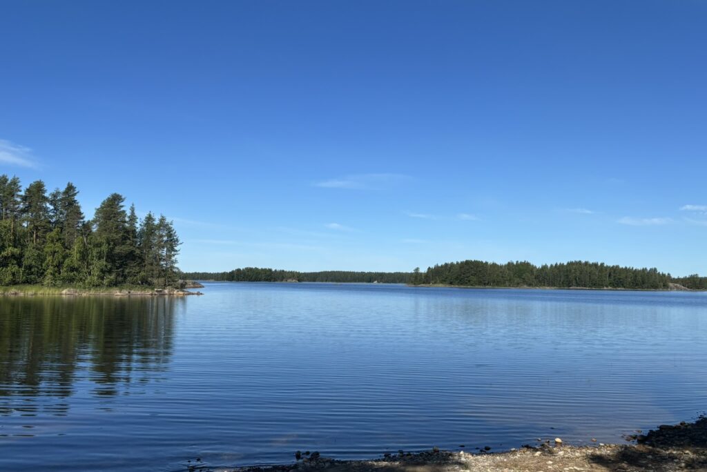 Calm summer waters of Lake Saimaa in Puumala, Finland